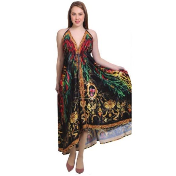 Long Silk Halter Dress Summer Maxi – Backless - Multicolor Maxi Animal print - Picture 7 of 7